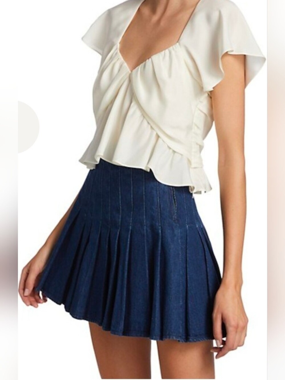 Frame Off White Shirred Flounce Top